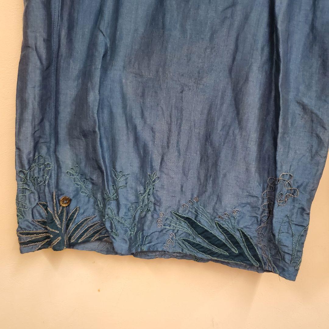 ヨーガンレール ガウチョパンツ 刺繍 シルク混 美品サイズM