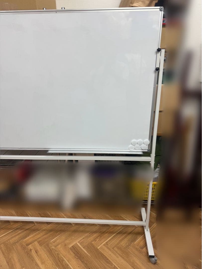 【現地取引限定】ホワイトボード　180×90 両面仕様　キャスター付　回転式