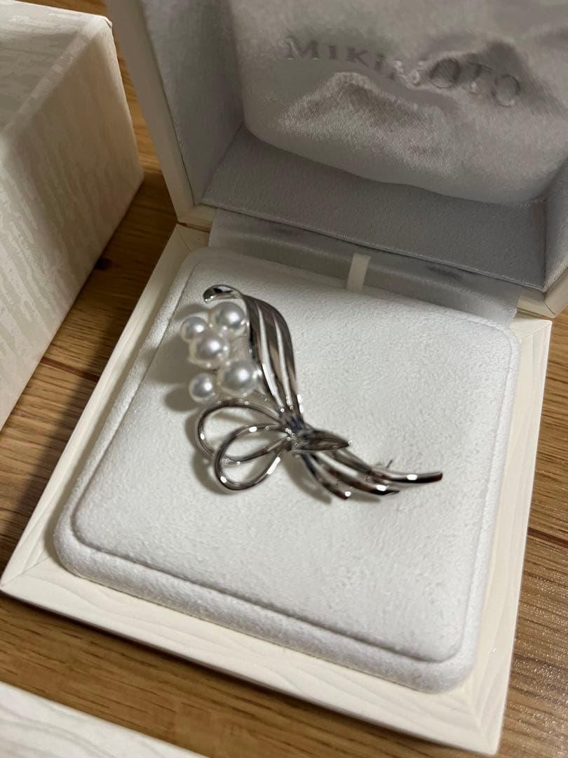 MIKIMOTO ミキモト　真珠　パール　ブローチ シルバー 5珠　花束