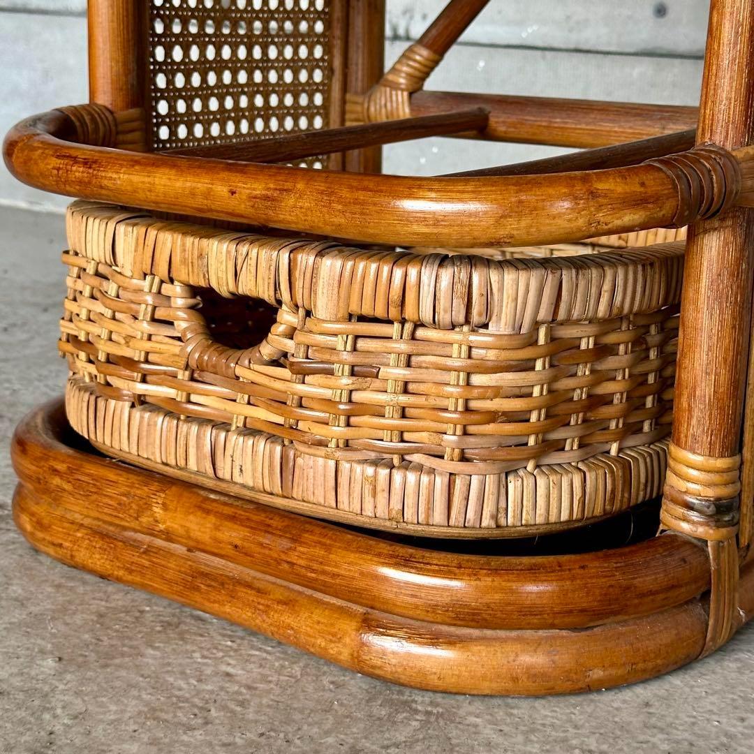 ✦ アンティーク調 ラタンキャビネット ✦ 2段バスケット付き収納ラック