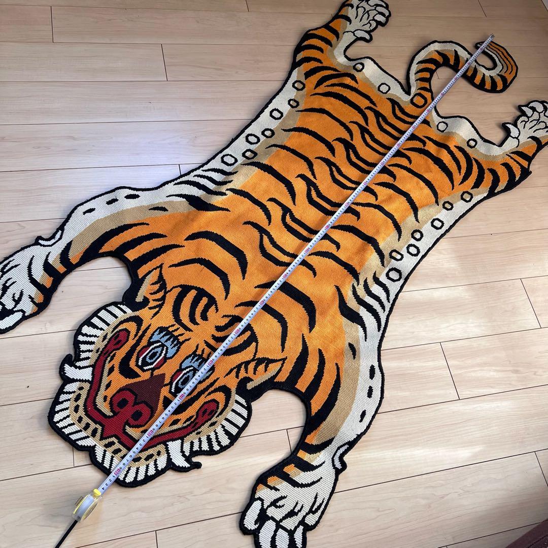 ビッグサイズ チベタンタイガーラグ約190cm×90cmシルク100%