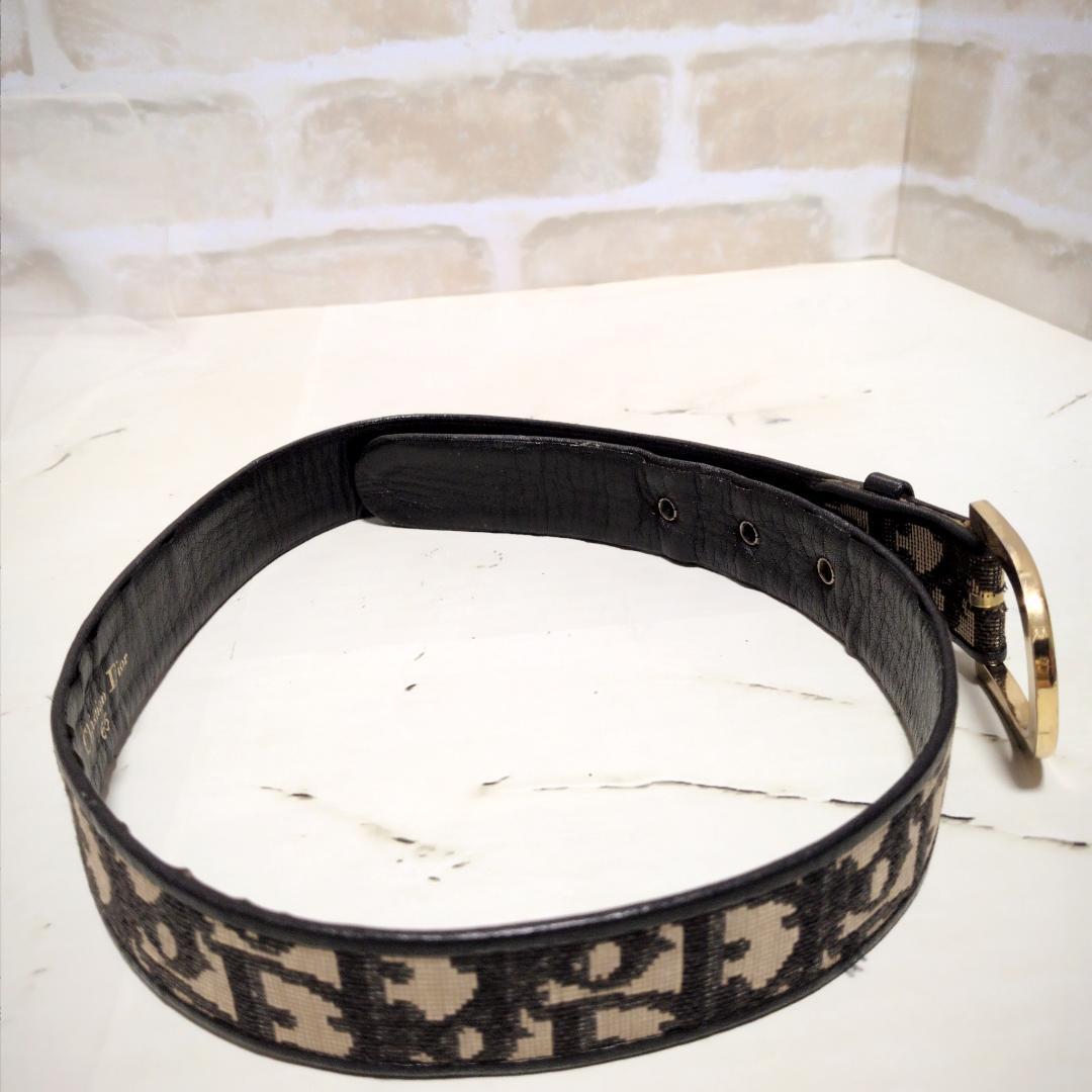 ★OLD DIOR【ディオール】トロッター柄 キャンバス 切替 レザーベルト希少