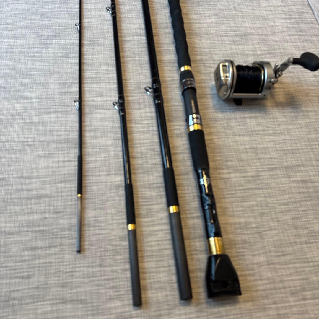 和*達様 がまかつレギスiiくわせ520 石鯛竿4ピース 石鯛用リール付き