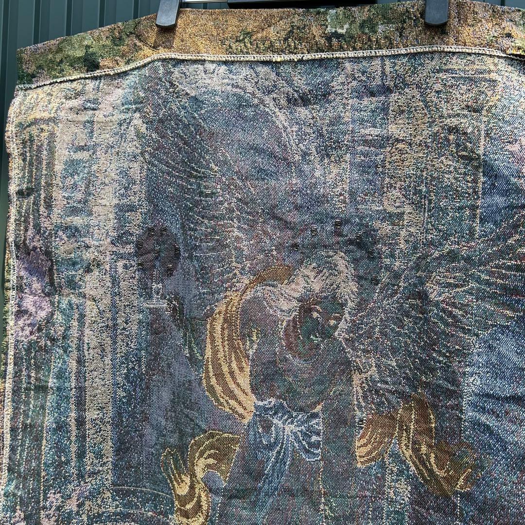 フランスアンティーク　タペストリー　大天使ガブリエル　作家名あり　ゴブラン織り