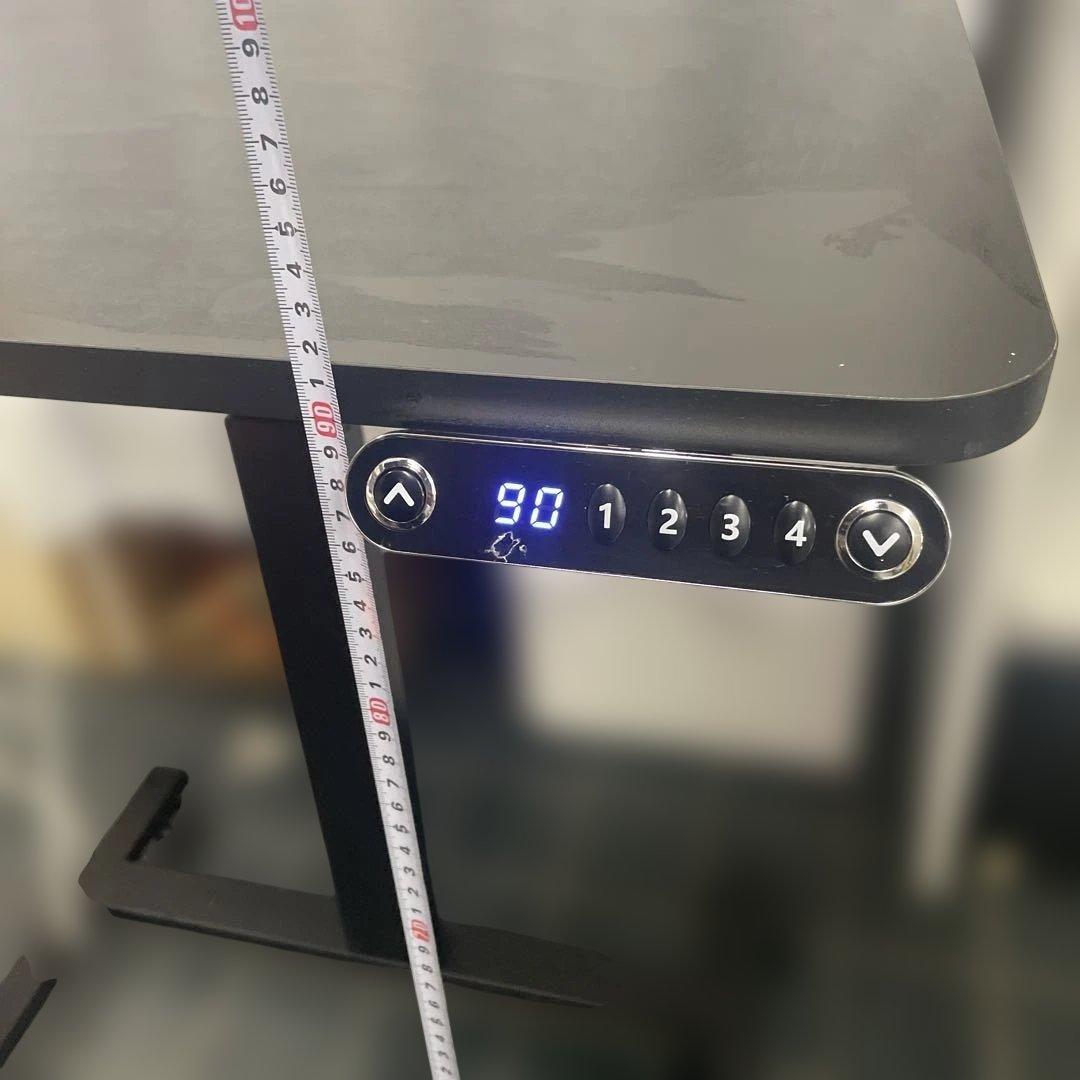 電動式高さ調整パソコンデスク 黒 イスセット