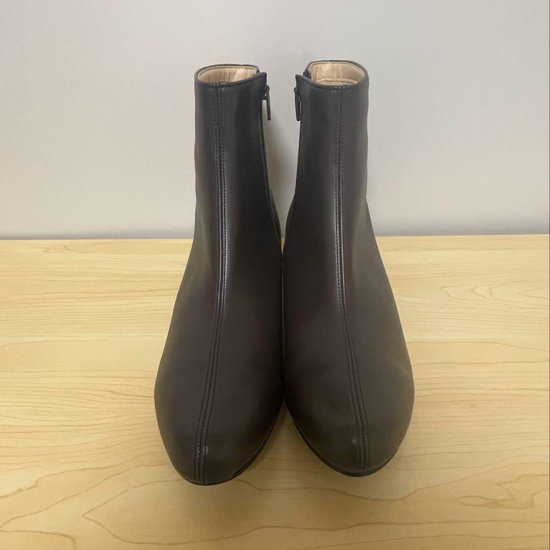 L(24〜24.5cm) RAKUNA ショートブーツ 整体 ダークブラウン