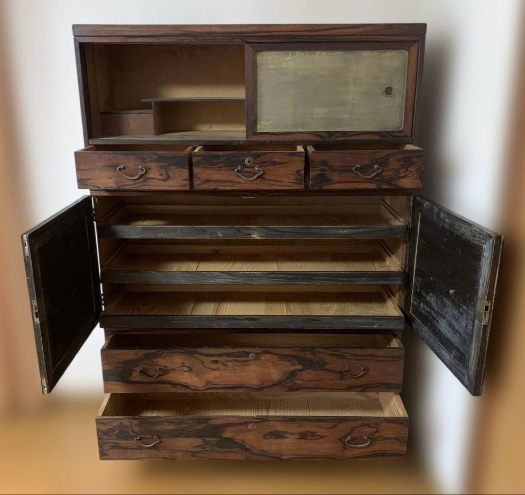 アンティーク家具 レトロ 重ね3段 箪笥 和たんす 収納箪笥
