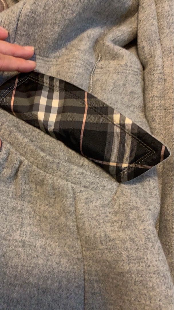 バーバリーブルーレーベル アンゴラ混 ロングコート 40 グレー