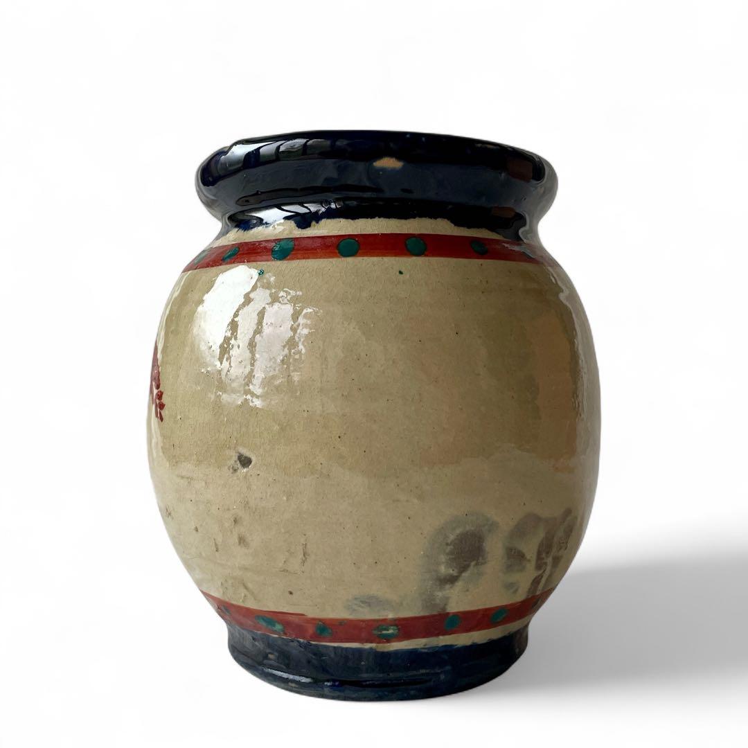 【希少】小橋川仁王 赤絵 水指 共箱 茶道具 花瓶 民藝 陶器 壺屋焼 やちむん