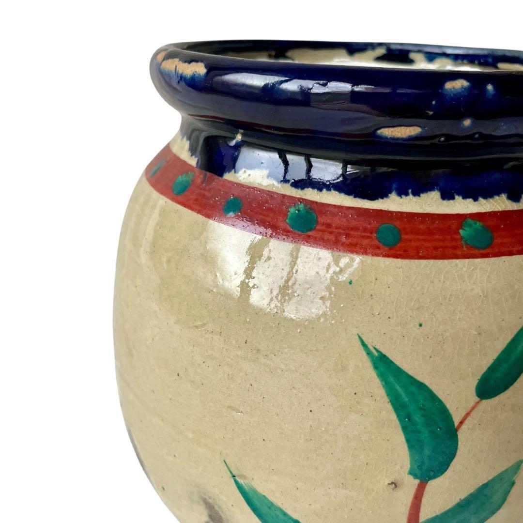 【希少】小橋川仁王 赤絵 水指 共箱 茶道具 花瓶 民藝 陶器 壺屋焼 やちむん