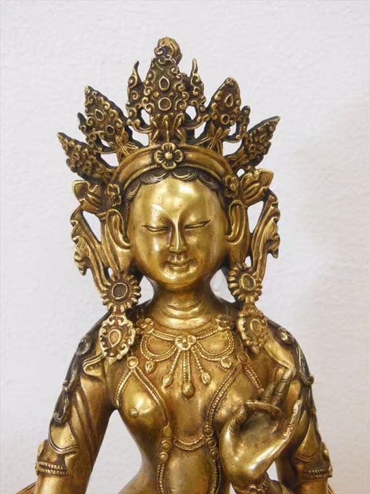 古铜 仏像 時代 觀音像 銅鎏金