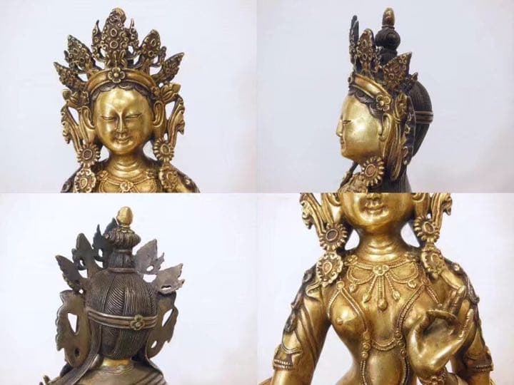 古铜 仏像 時代 觀音像 銅鎏金