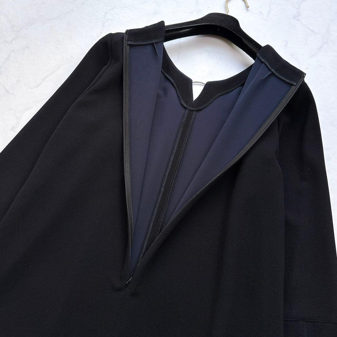 【Leilian】Vネックワンピース　近年モデル　ネイビー　大きいサイズ　13+