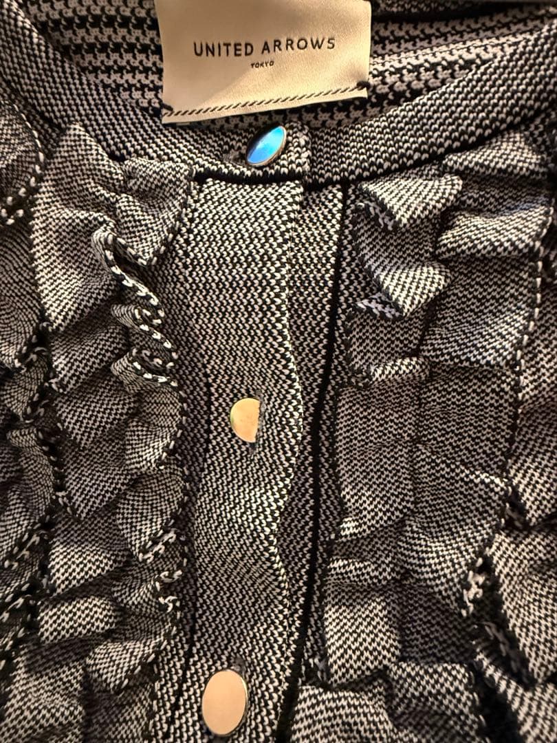 UNITED ARROWS ミニフリル ジャカード カーディガン ペプラム