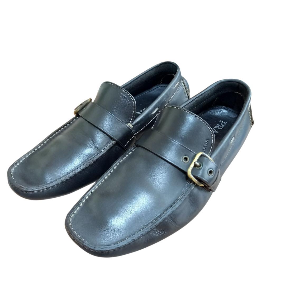 即日配送★ PRADA プラダ ドライビングシューズ ブラック レザー 28