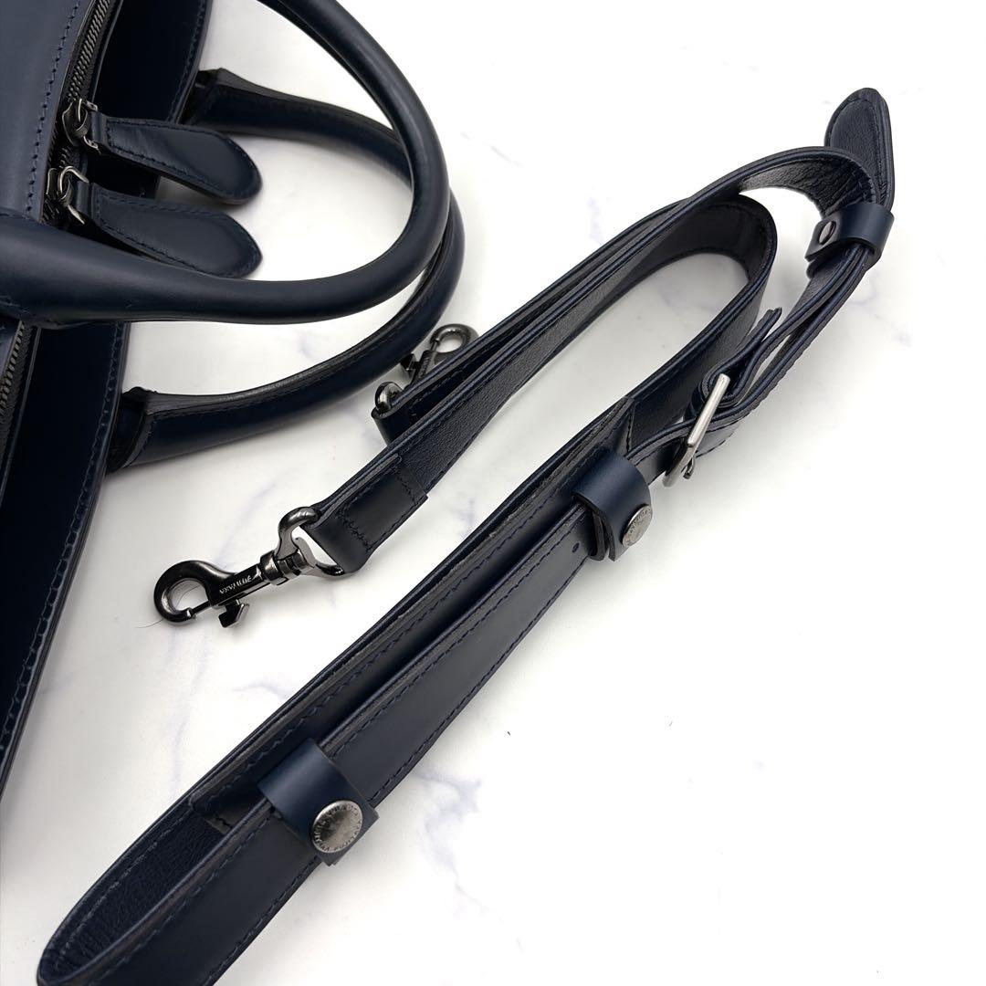 【良品】FUJITAKA フジタカ 本革 ビジネスバッグ B4 2way 紺