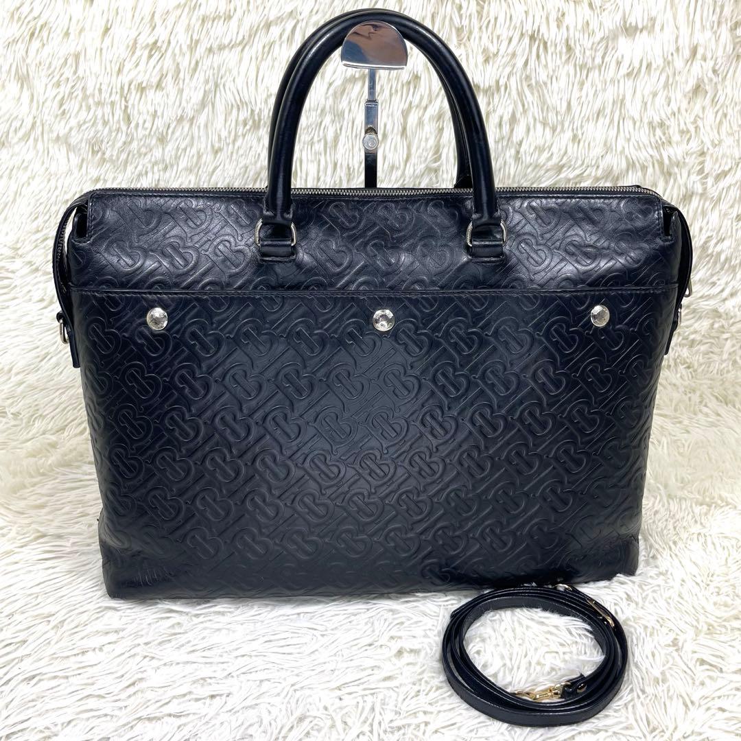 BURBERRY バーバリー　ビジネスバッグ　BTモノグラム　レザー　ブラック