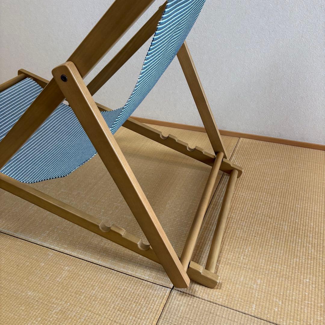 松右衛門帆を使用した折り畳みできる　ウッドデッキチェア