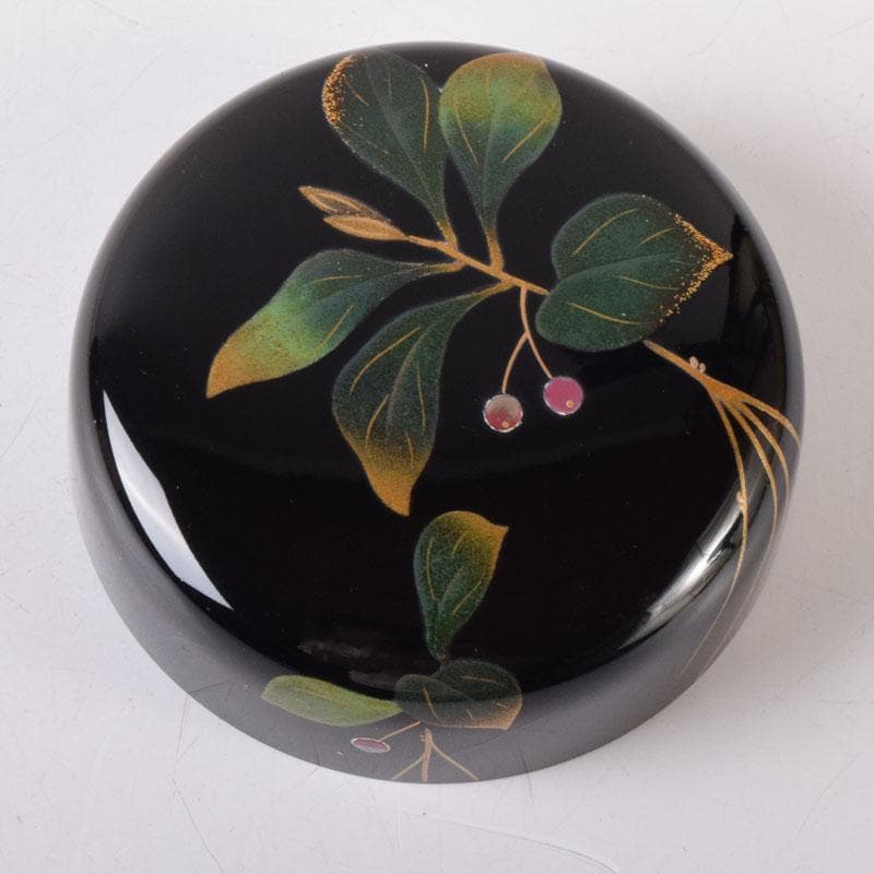 茶道具　輪島塗　小池敏夫（静峯）作　螺鈿装飾　草文　棗　共箱　V　8274