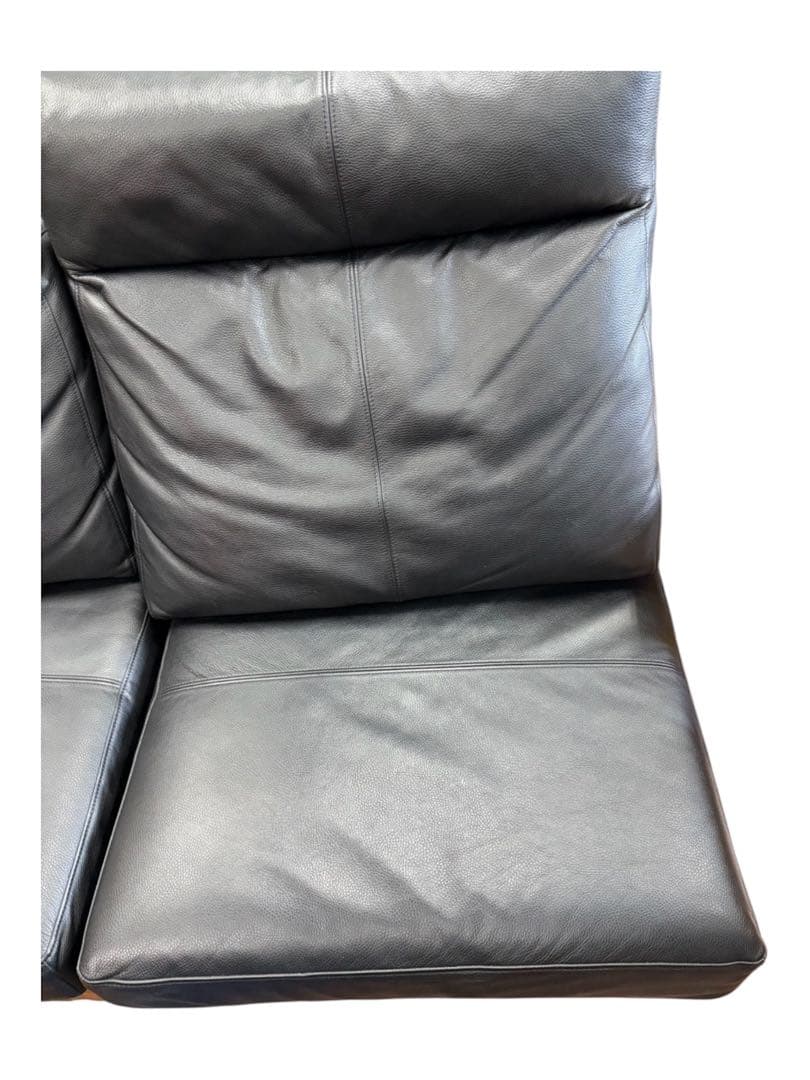 EUCAS ユーカス　黒レザーソファ 2人掛け