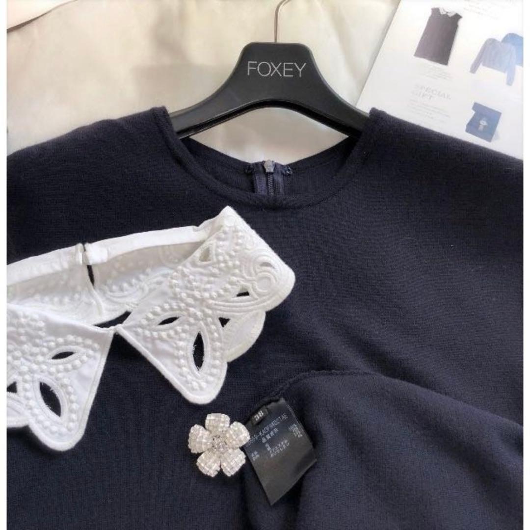 FOXEY ネイビー ノースリーブ ワンピース　38