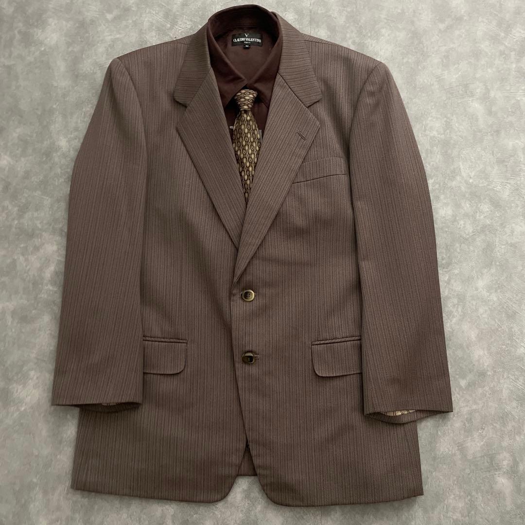 極上 イタリア製 Zegna 霜降りストライプスーツ×OLD GUCCIネクタイ