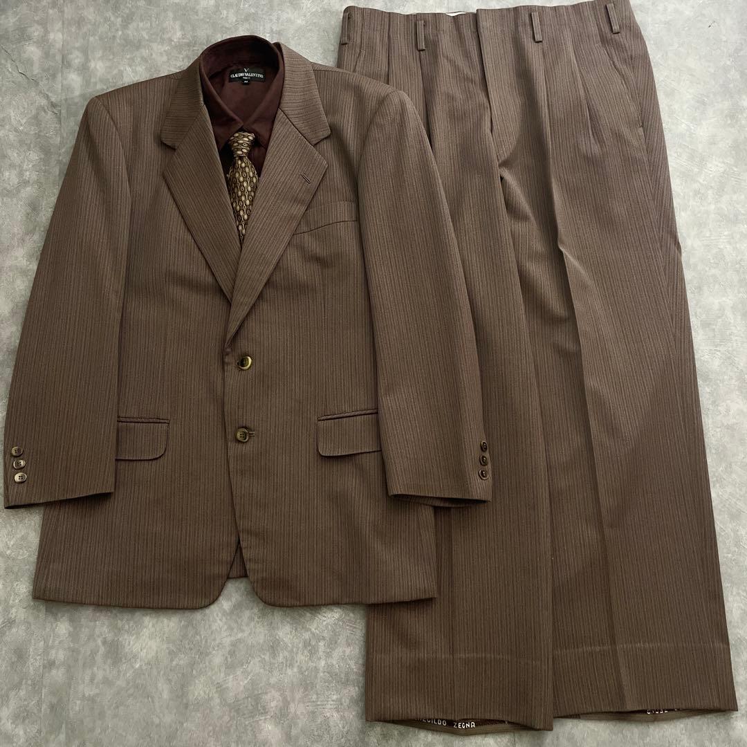 極上 イタリア製 Zegna 霜降りストライプスーツ×OLD GUCCIネクタイ