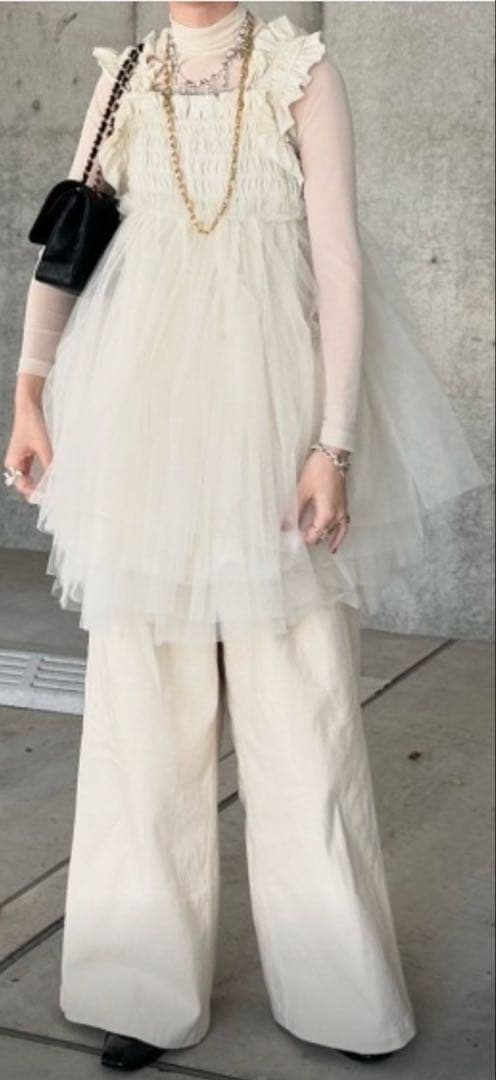 美品　PERNA チュールギャザーキャミソール　ペルナ