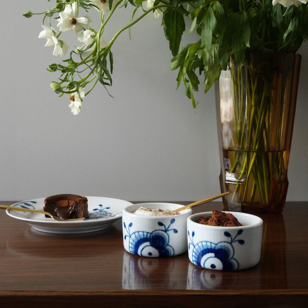 美品◼️ブルーフルーテッド メガ オーブンウェア スフレ ペア