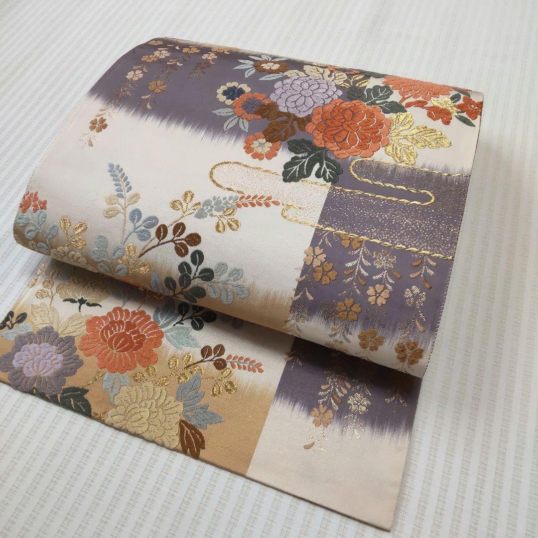 【名古屋帯】未使用品✣華やか、なのに軽い｜立体美が魅力の唐織 草花文 357cm
