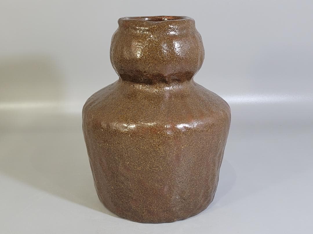 茶道具 初代 小川長楽作 瓢花生 二代識箱 美品 DT418