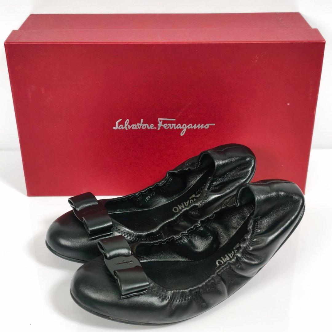 フェラガモ ヴァラリボン バレエシューズ LIZINKA ブラック 23.5