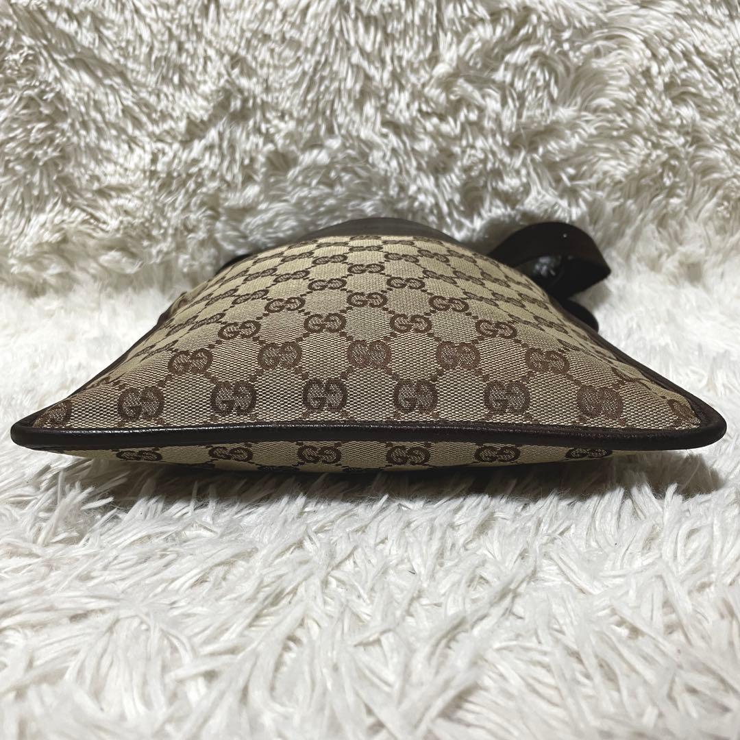 【美品】GUCCI グッチ　ショルダーバッグ　キャンバス　レザー　斜め掛け　茶