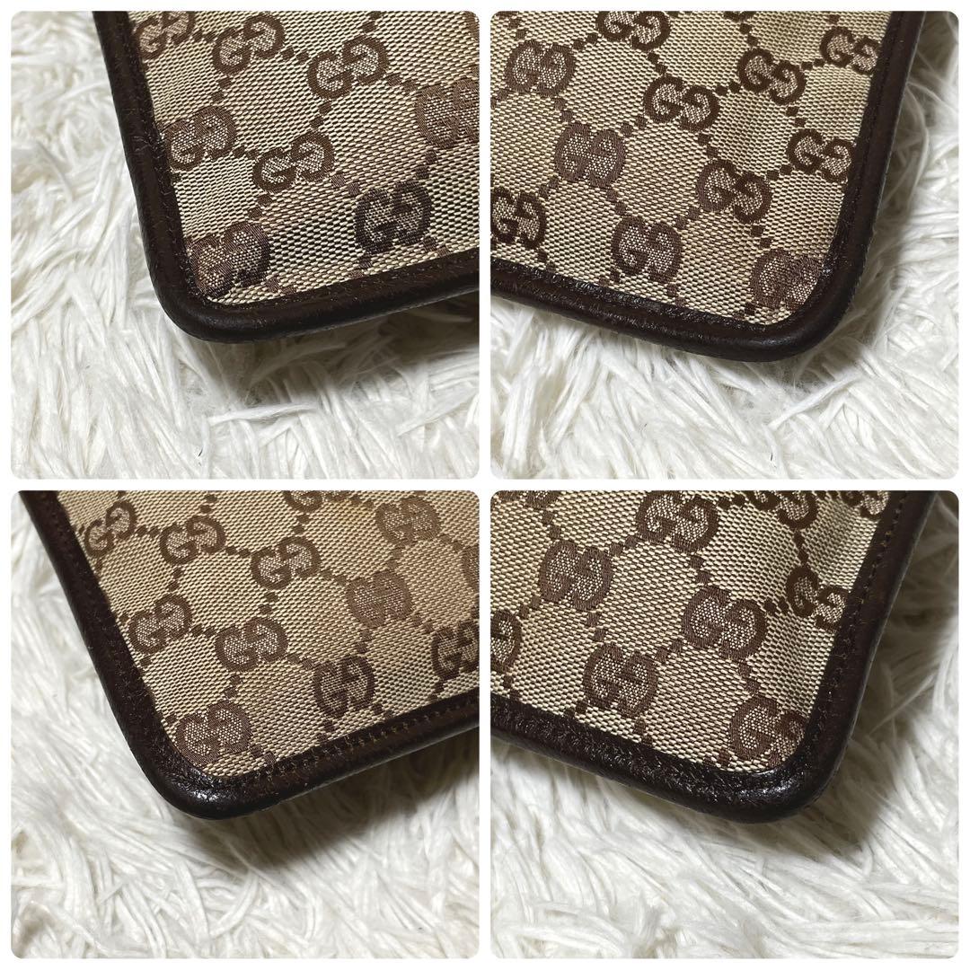 【美品】GUCCI グッチ　ショルダーバッグ　キャンバス　レザー　斜め掛け　茶