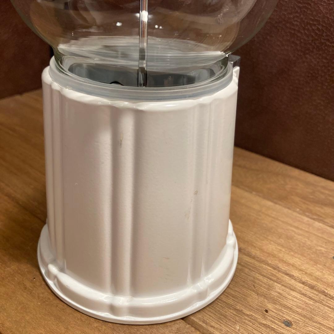 USAヴィンテージ　ガムボールマシン　白　金属製　ガラス　貯金箱　アメリカン雑貨