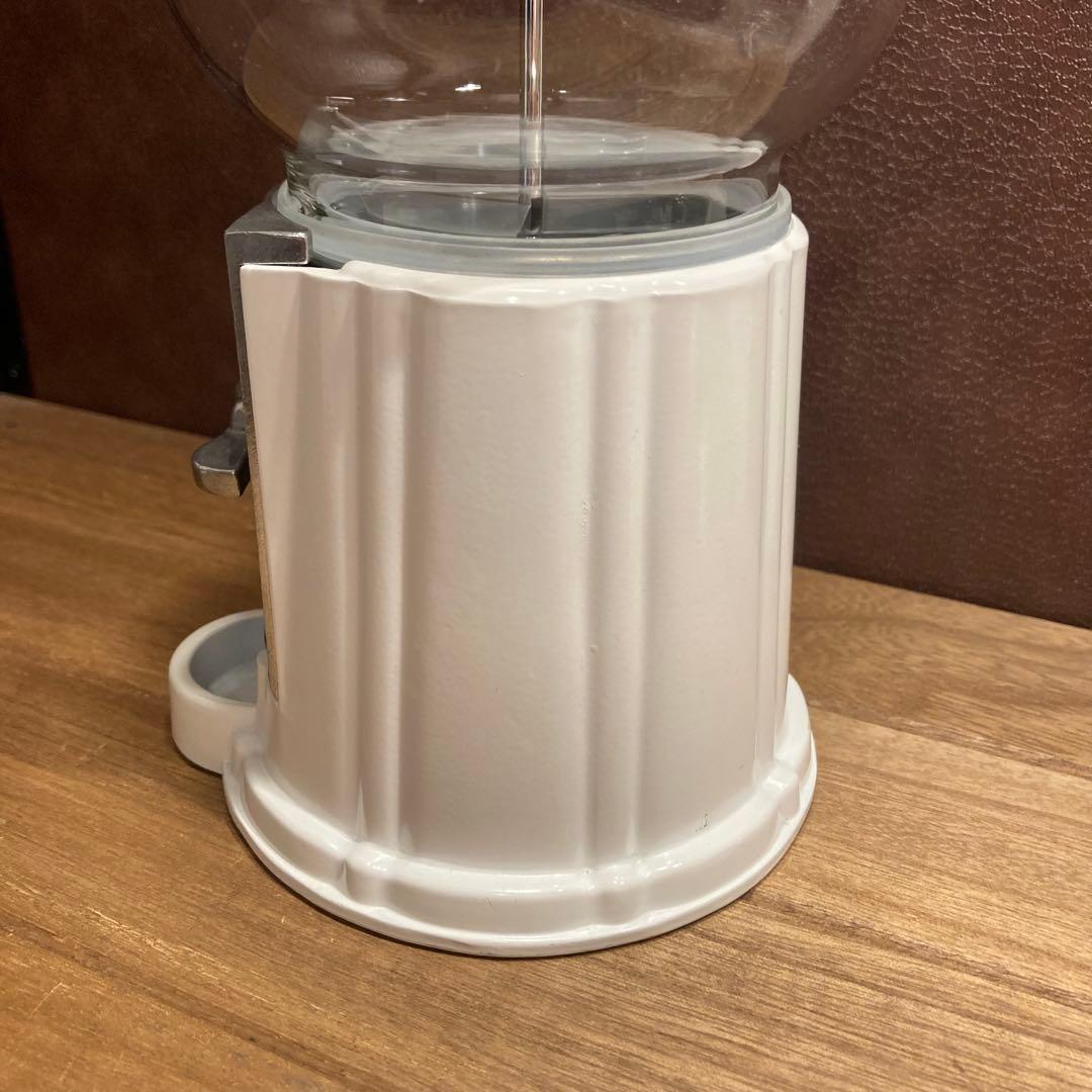 USAヴィンテージ　ガムボールマシン　白　金属製　ガラス　貯金箱　アメリカン雑貨