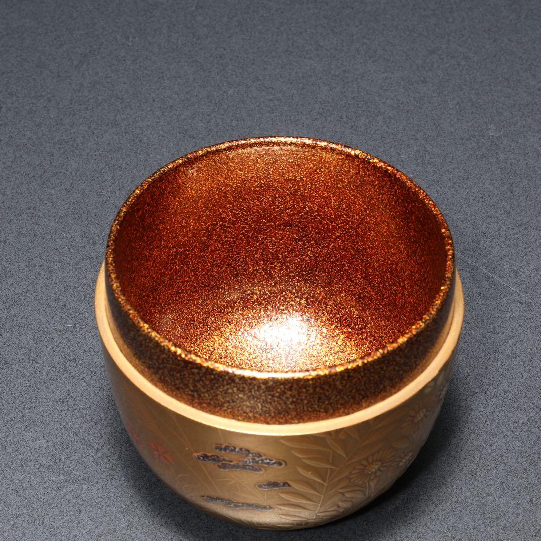 棗　秋草文　清水宗水　金蒔絵　共箱　R1690