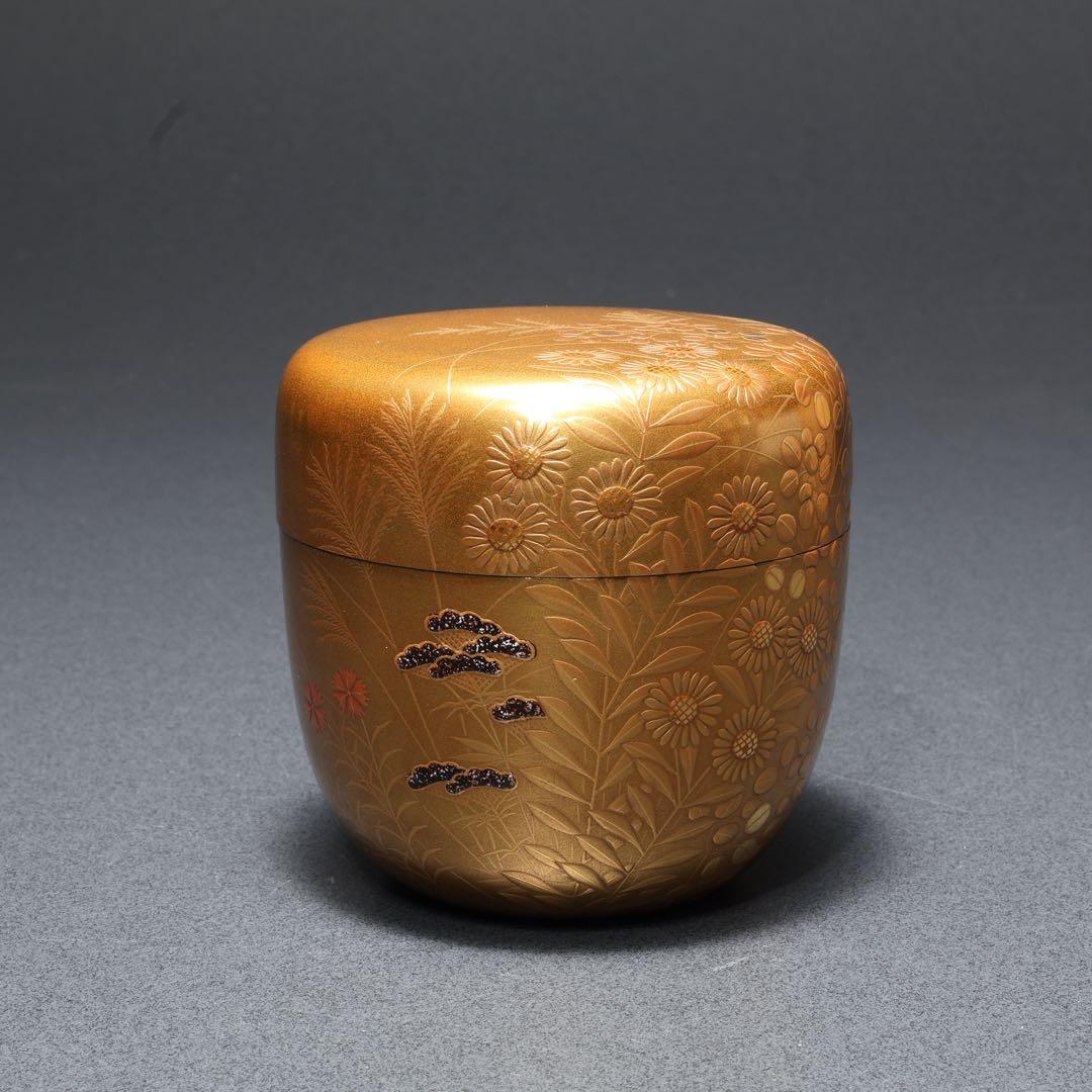 棗　秋草文　清水宗水　金蒔絵　共箱　R1690