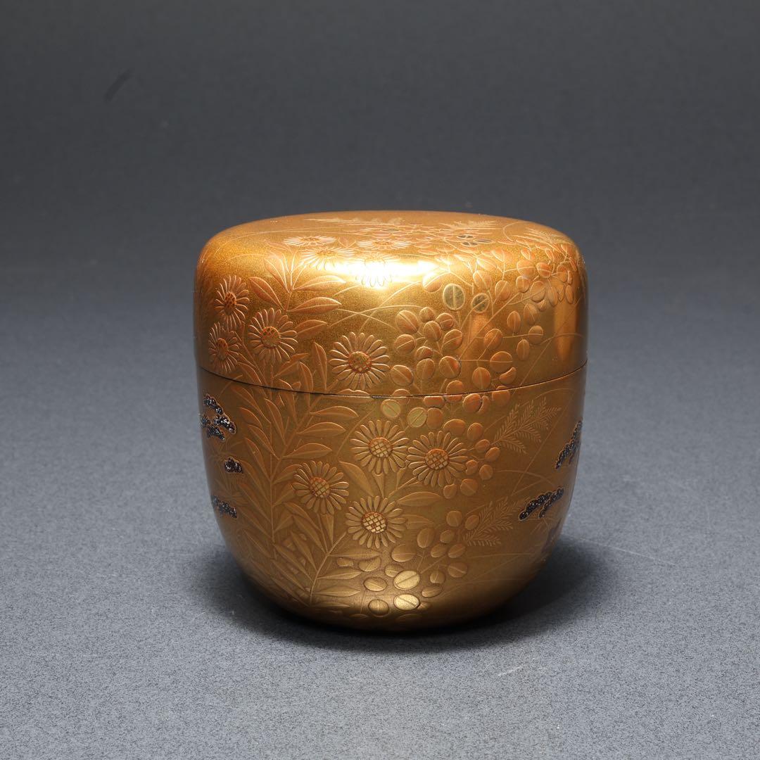 棗　秋草文　清水宗水　金蒔絵　共箱　R1690