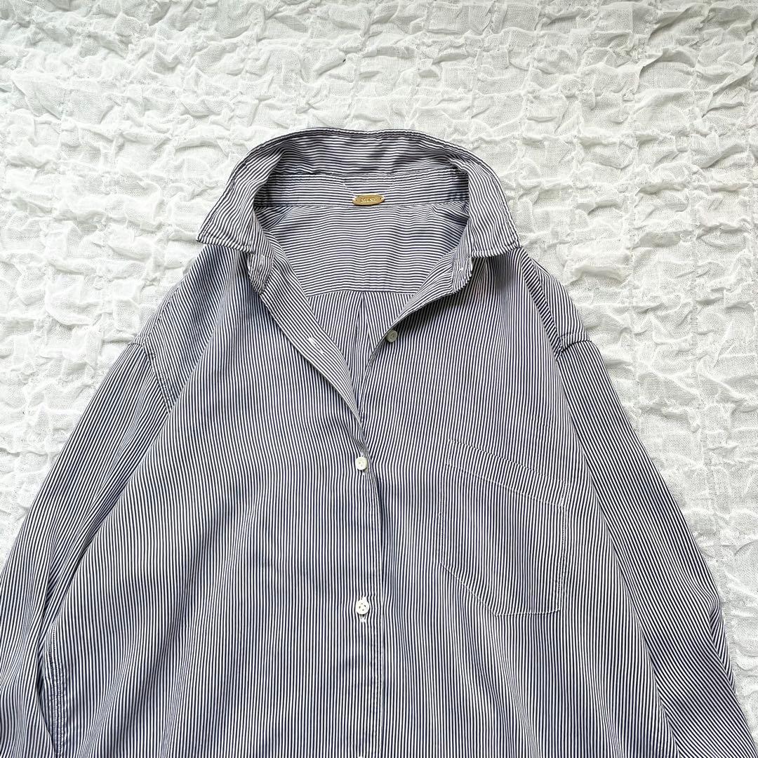 【美品】ドゥーズィエムクラス ワイヤーウォッシュシャツ ストライプ シルク混