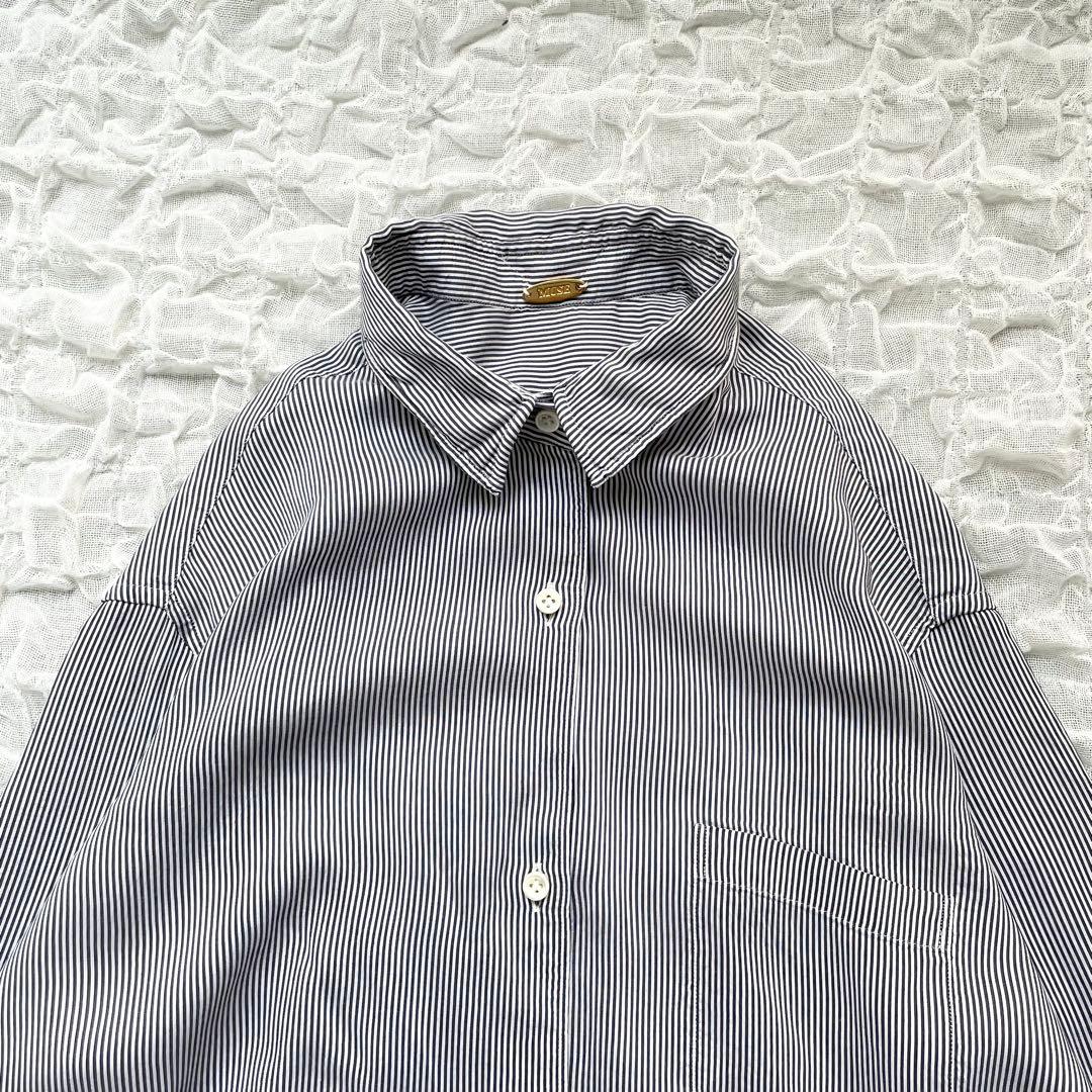 【美品】ドゥーズィエムクラス ワイヤーウォッシュシャツ ストライプ シルク混