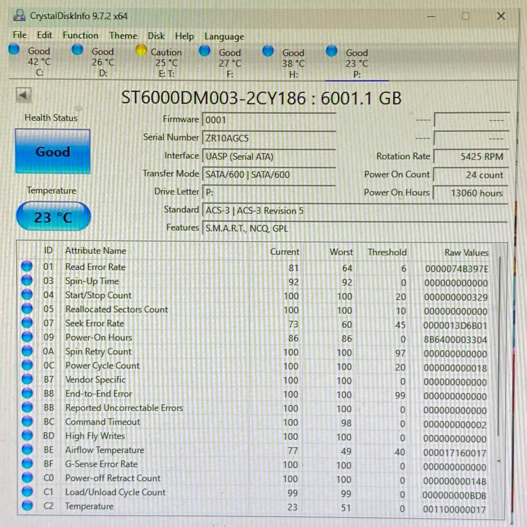 動作確認済 SEAGATE ST6000DM003 6TB HDD 1台セット