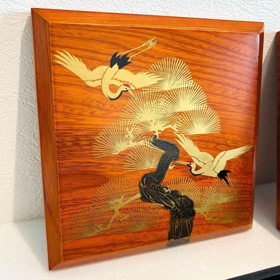 ⭐️ 天然木漆器 松鶴蒔絵 三段重 美品 ⭐️