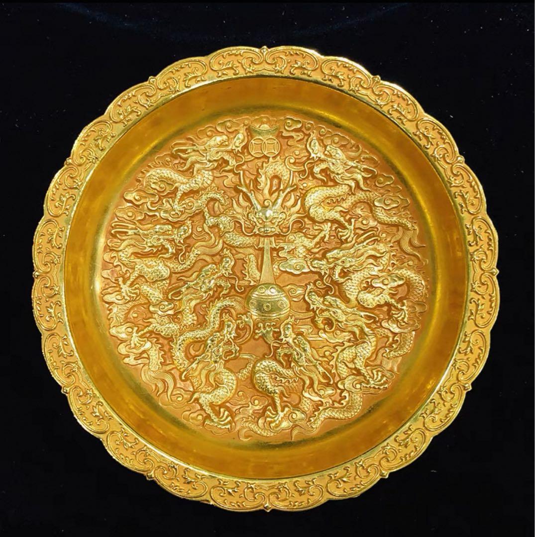 中国 大清 乾隆年製 九龍盤 灰皿 収蔵品 コレクション 骨董品 特製