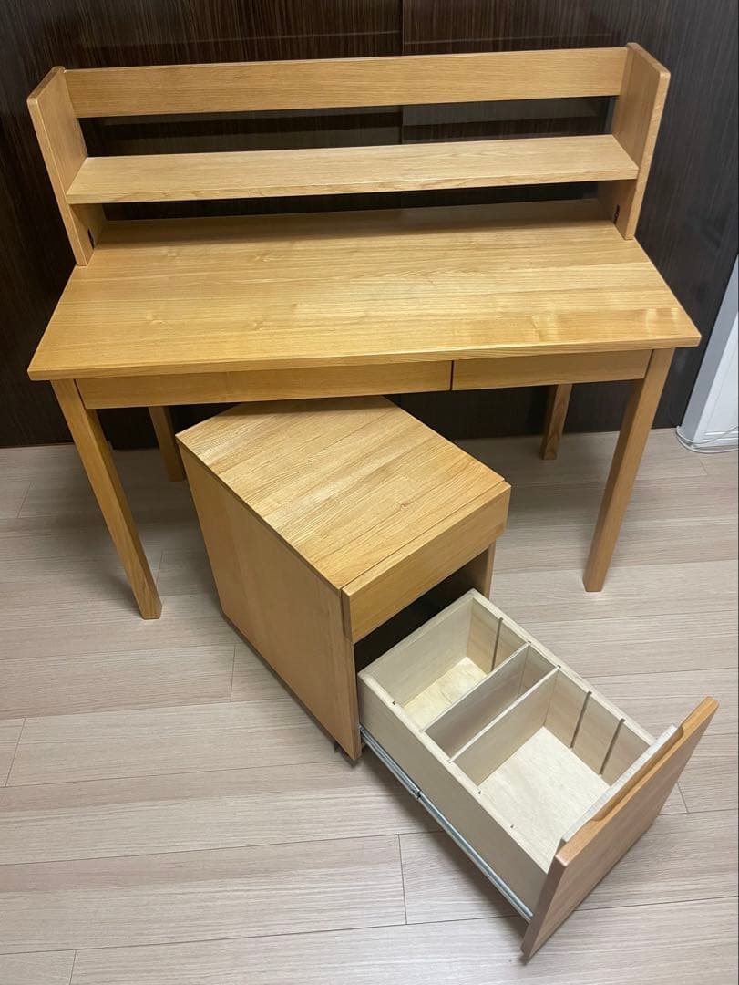 無印良品 木製デスク・キャビネット・上置き・ワーキングチェア 4点セット