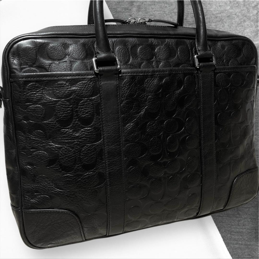 超美品 COACH コーチ メンズ ビジネスバッグ ブリーフケース 黒
