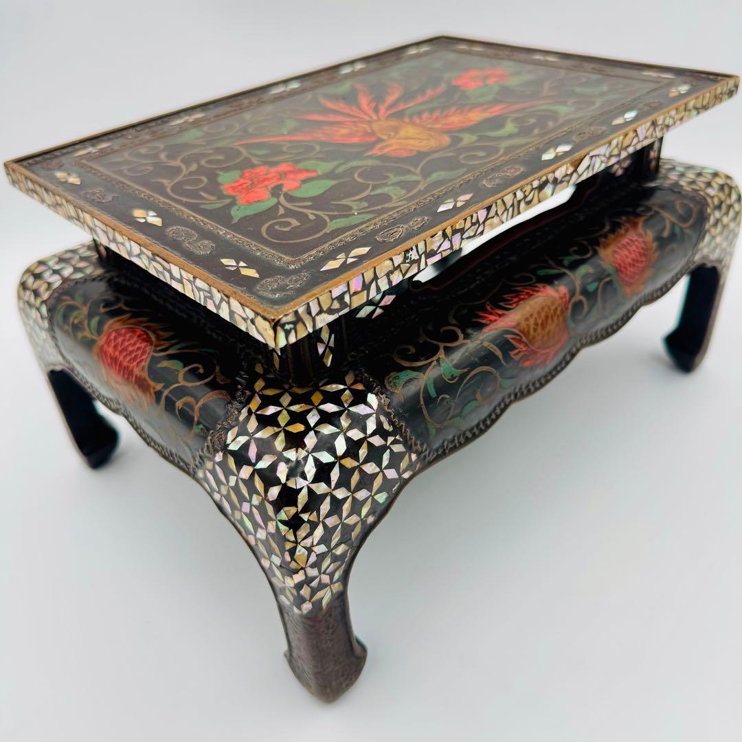 【中国美術　螺鈿青貝香炉台　花台　香台】骨董　アンティーク　インテリア