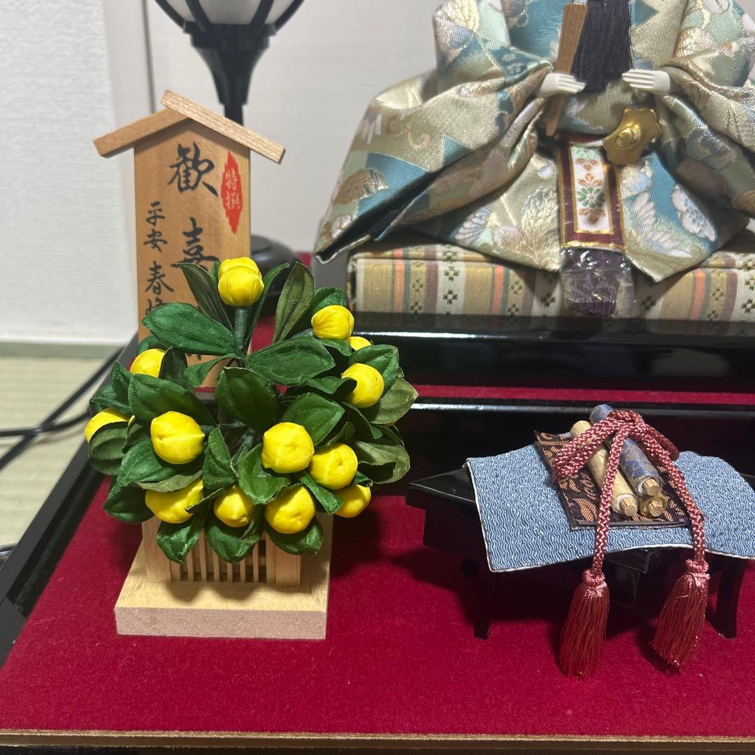 雛人形セット 平安春峰作　和風ランプガラスケース付き