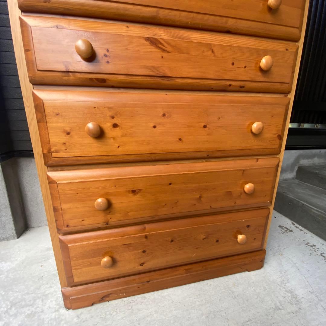 自宅保管 6段ハイチェスト パイン材 横幅90cm 奥行45cm 高さ140cm