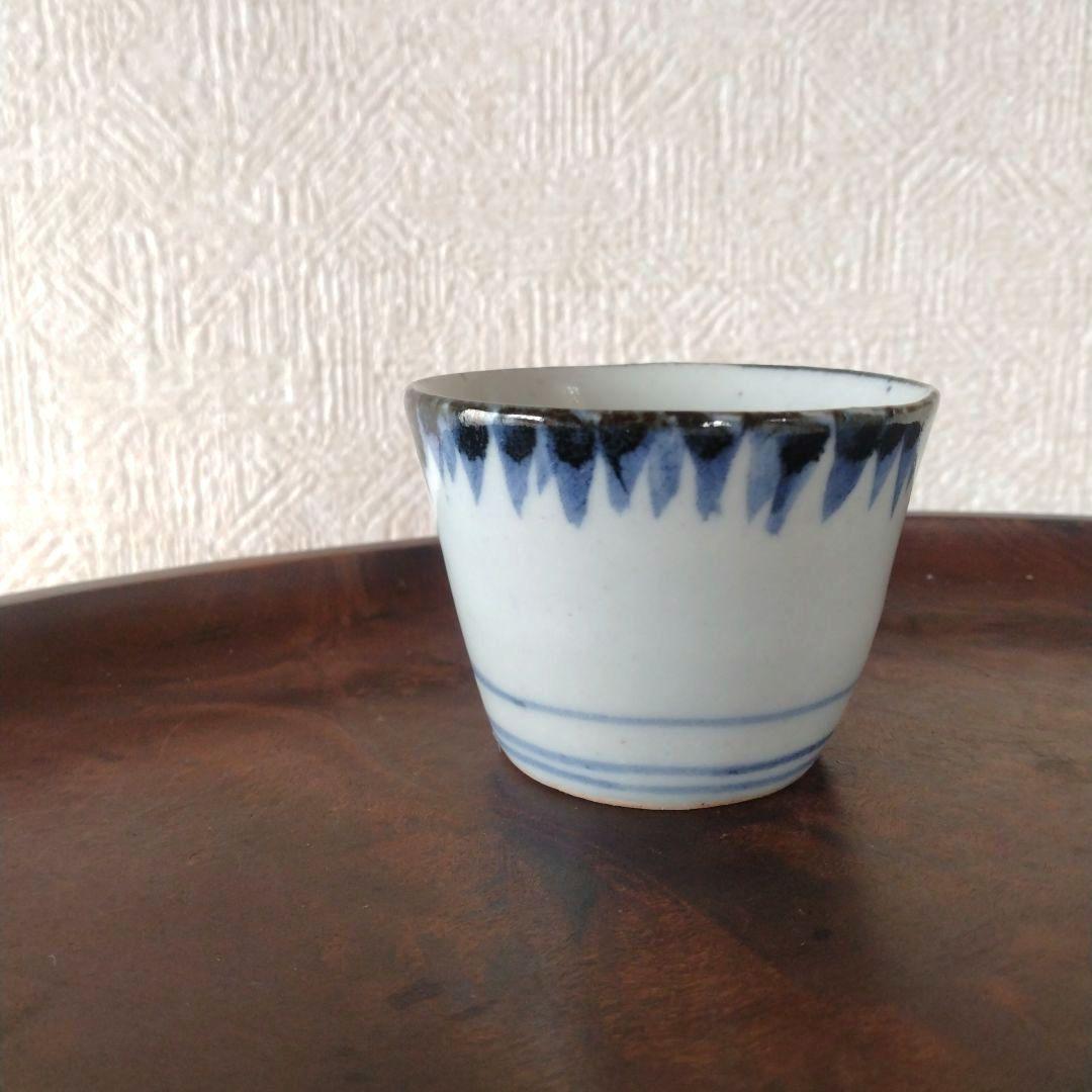 古伊万里染付雨降り文猪口江戸時代